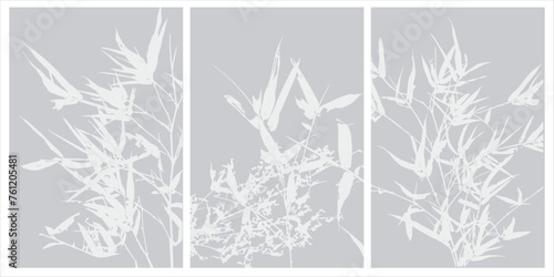 Home decor printable line art. Set of hand drawn vector brush-like paintings of flowers on backgrounds with brushstroke textures. Contemporary design for prints, posters, cards, textile