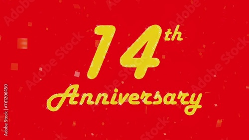 Happy 14th anniversary, motion graphic red background.