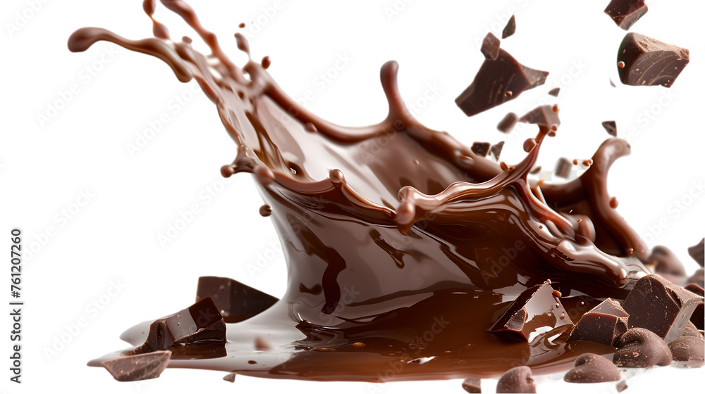 Fototapeta premium Chocolate Splash on white or transparent background. PNG file