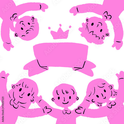 楽しそうな子供たちのイラストフレーム