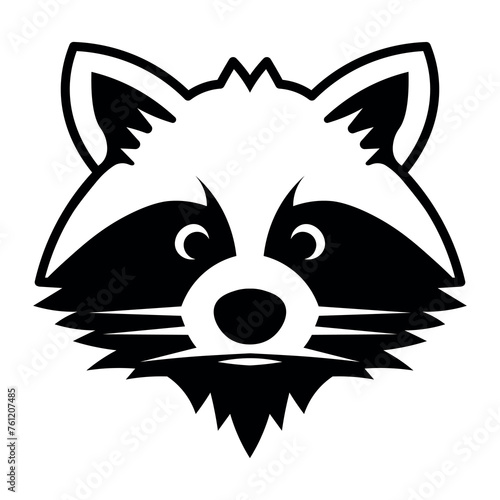 black vector raccoon icon on white background