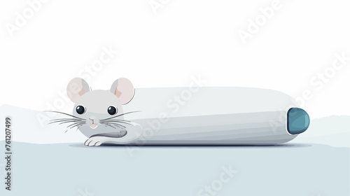 Scroll mouse isolated on grey background. flat vector