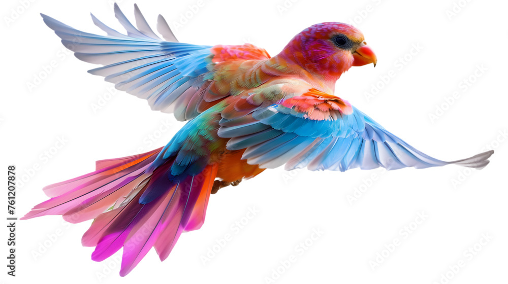 Obraz premium Colorful Bird in Motion on white or transparent background. PNG file
