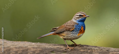Red-spotted White-spotted Bluethroat (Luscinia svecica cyanecula), male singing, Fretterans, France, Europe generative on ai..