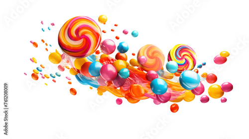 Colorful candy falling on transparent background. PNG file