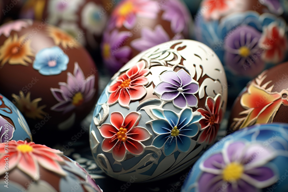 Generative ai on theme celebration holiday Easter with bright eggs are main accessory at abstract background Generative ai on theme celebration holiday Easter with bright eggs are main accessory at abstract background