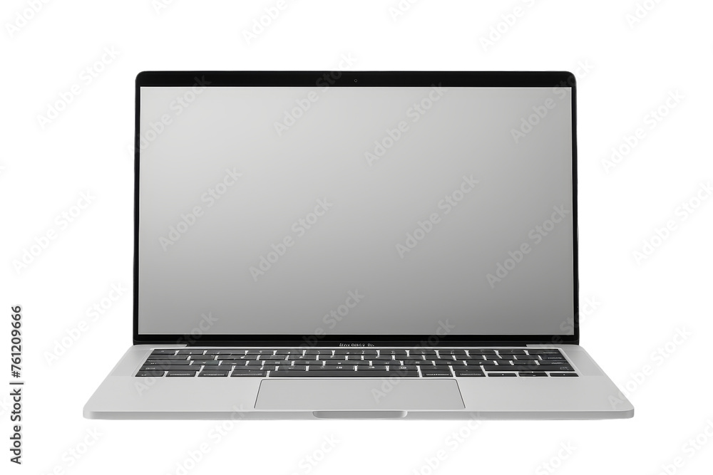 Laptop Computer With Blank Screen on White Background. On a Transparent Background.