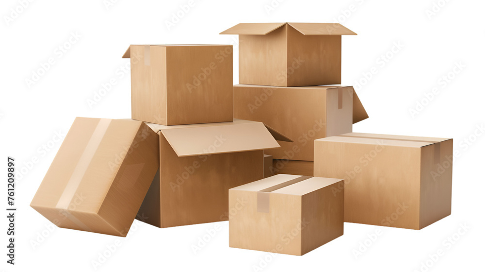 Carboard Boxes on Transparent or white Background. PNG file Carboard Boxes on Transparent or white Background. PNG file