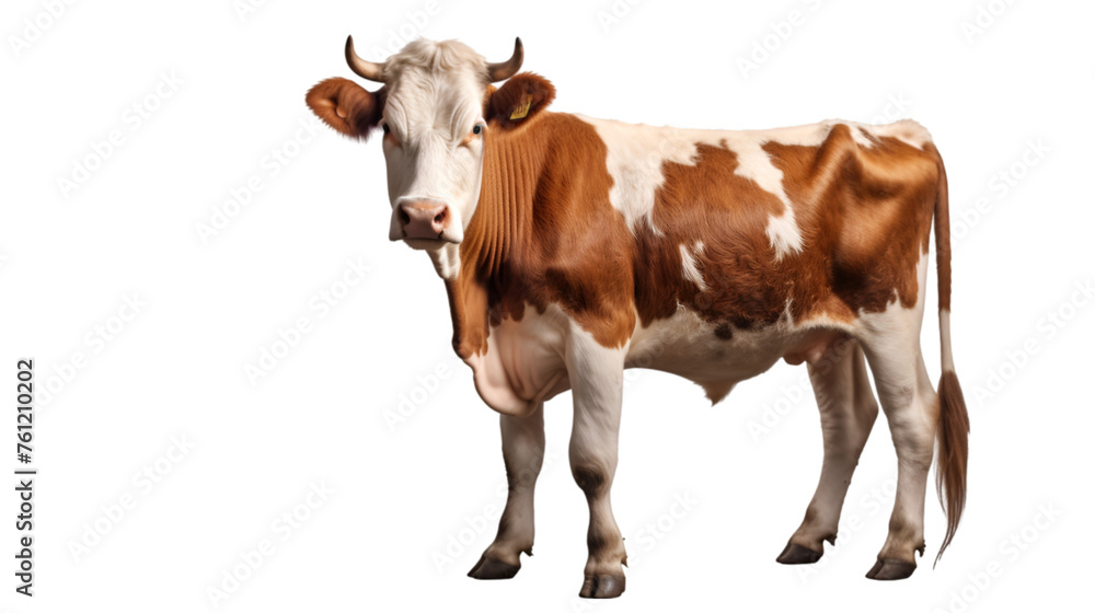 Graceful cow isolated on white transparent background. PNG file