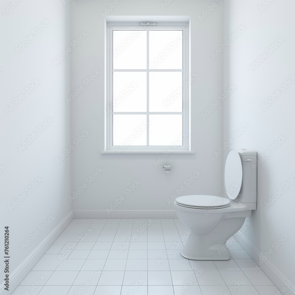 Big Empty Toilet Room, White Walls, Modern Empty Toilet, Abstract Generative AI Illustration Big Empty Toilet Room, White Walls, Modern Empty Toilet, Abstract Generative AI Illustration