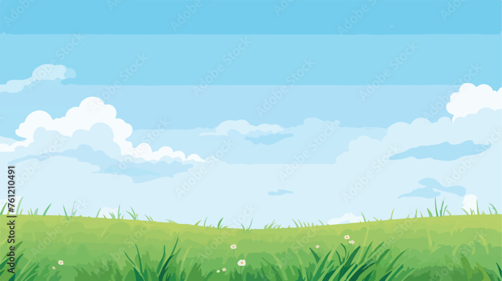 Summer background. Grass and sky flat vector isolated on white background 