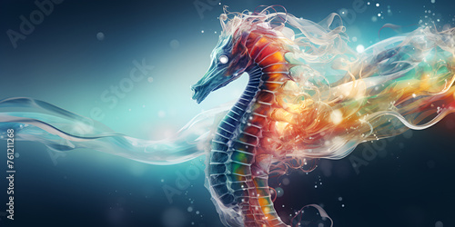 under water marvel ethereal design mythical seahorse with oceanic wonders background © save future