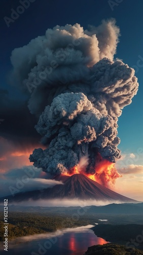 Ash cloud spreading from the eruption