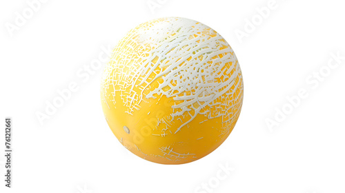 Yellow melon painted with white paint hovering mid air over a white or transparent background  png