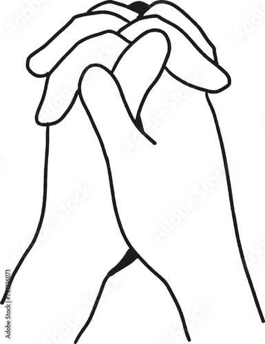 Spiritual Sketch Line Art of Praying Hands Vector