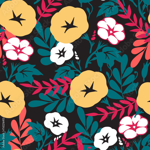 Luminous Petals Morning Glory Brilliance on Black