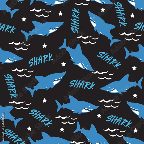 Oceanic Predator Abstract Blue Sharks Fish Pattern