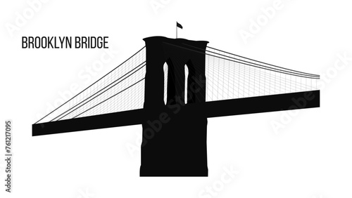 Brooklyn Bridge Silhouette on Transparent Background. New York City. Vector illustration
