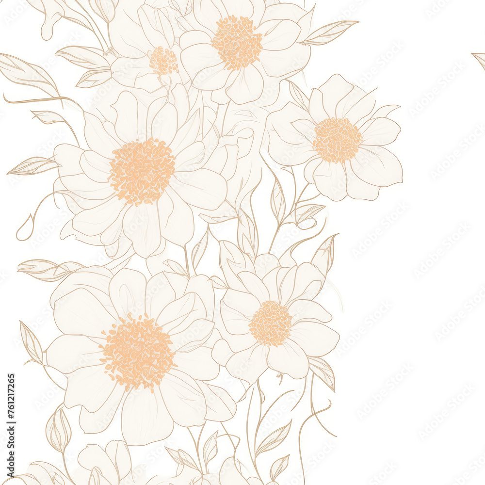 Flowers. Abstract seamless pattern. AI generated.