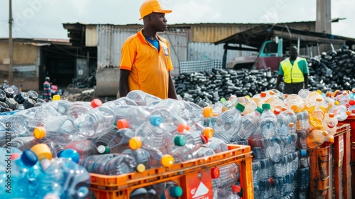 Workers at an urban recycli...