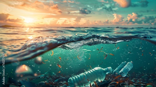 Underwater view of plastic ...