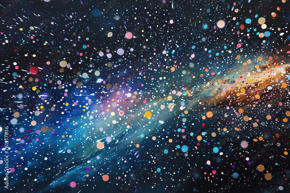 Generative ai on theme of beautiful starfall in sky, bright meteorites glow in atmosphere Generative ai on theme of beautiful starfall in sky, bright meteorites glow in atmosphere