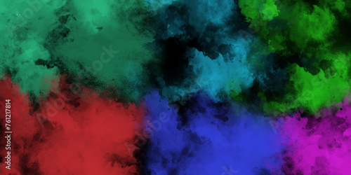 abstract colored dust explosion on a black background. Abstract powder splatted background. Smoke in red-green light on black background.
