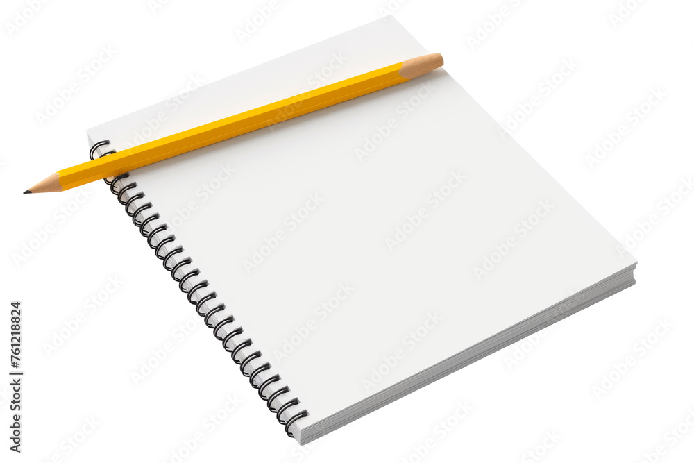 Notebook With Pencil. On a Transparent Background.