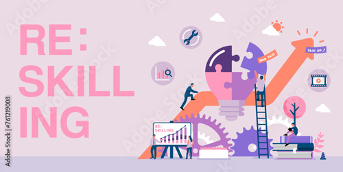 Reskilling ( upskilling ) vector banner illustration