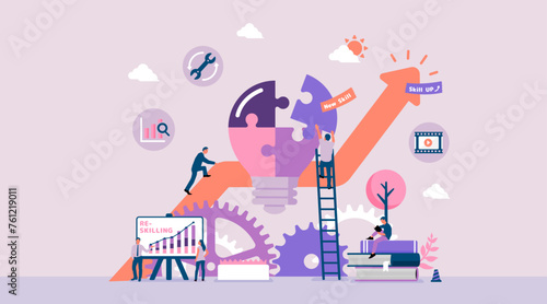 Reskilling ( upskilling ) vector banner illustration