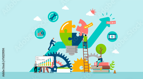 Reskilling ( upskilling ) vector banner illustration