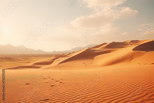 Orange Sand Desert  Dune Landscape  Hot Sandy Desert  Dry Arabian Land  Sahara Hills