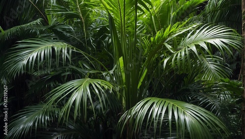 The bright green foliage of a tropical palm  meticulously isolated for a clear cut-out effect Generative AI