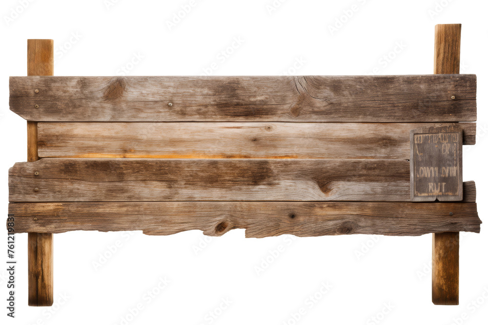Wooden Sign Against White Background. On a Transparent Background.