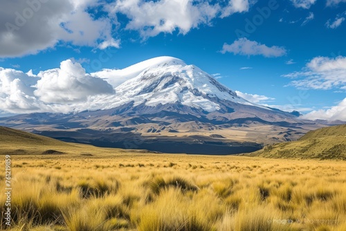 Exploring the Majestic Chimborazo: Ecuador's Iconic Volcano and Mountain. Generative AI