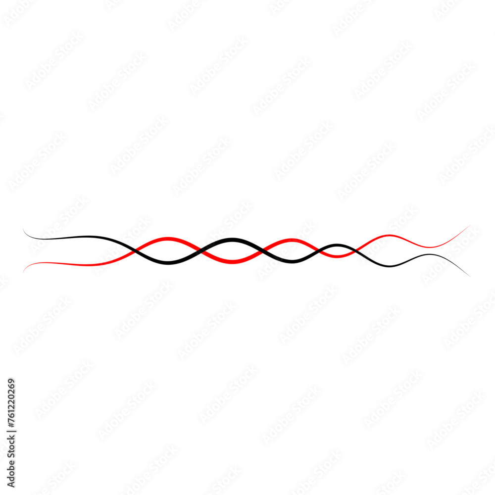 Vector Intertwined red and black thread lines Vector Intertwined red and black thread lines