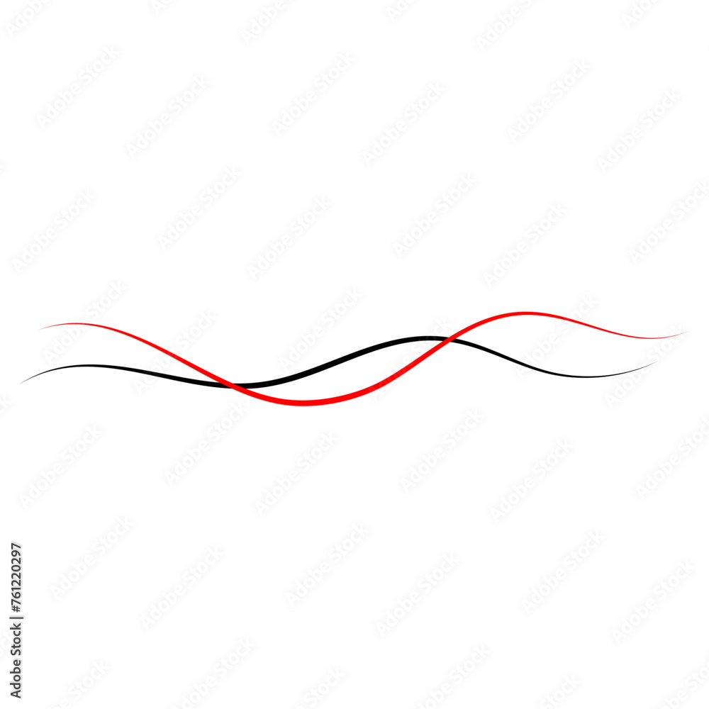 Vector Intertwined red and black thread lines Vector Intertwined red and black thread lines