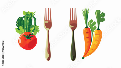 Fork and knife vegetables and fruits vector 