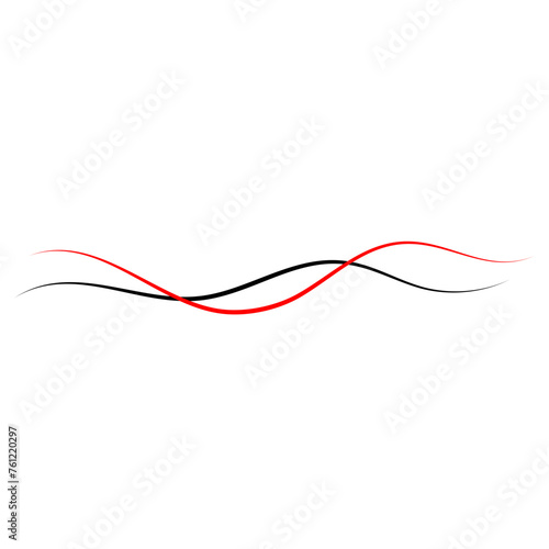 Vector Intertwined red and black thread lines