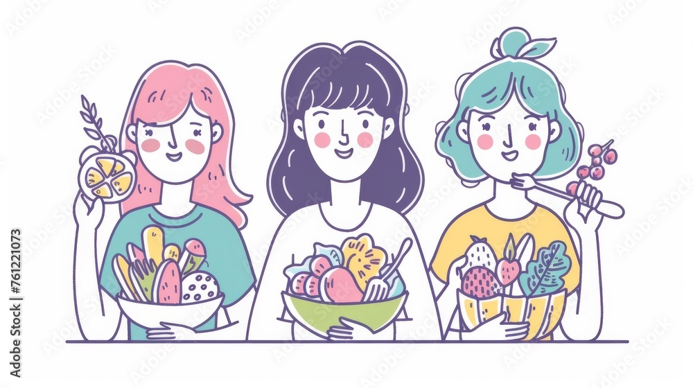 Various nutritious foods for women icon. Hand drawn style modern design illustration. Various nutritious foods for women icon. Hand drawn style modern design illustration.