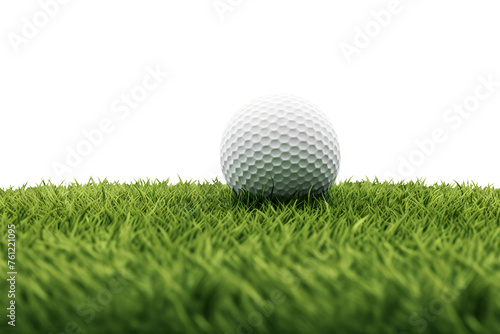 Golf Ball On Lush Green Lawn Against Empty Backdrop - Generative AI