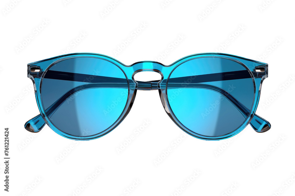 Fototapeta premium Stylish Sunglasses With Blue Tinted Lenses. On a White or Clear Surface PNG Transparent Background.