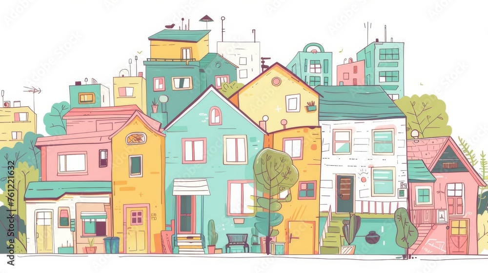 Modern illustration of good neighbors flat design