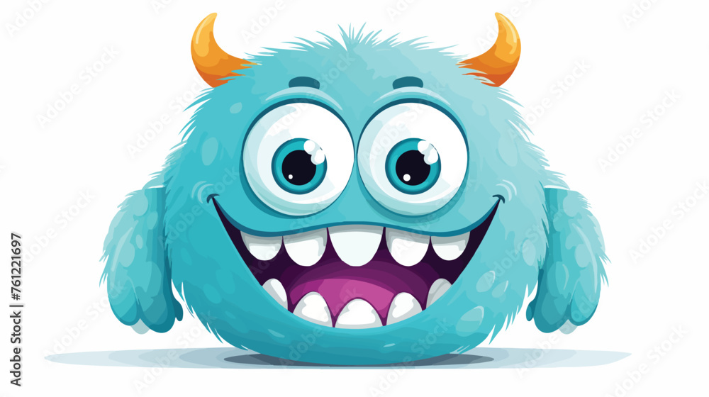 Funny cartoon smiling monster character.
