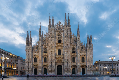 Fototapeta Naklejka Na Ścianę i Meble -  Milan, Italy - 3-7-2024 Milan Cathedral is the largest church in the Italian Republic with streets either radiating from the Duomo or circling it, reveals that the Duomo occupies what is the centre