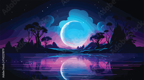 Futuristic night landscape with abstract landscape 
