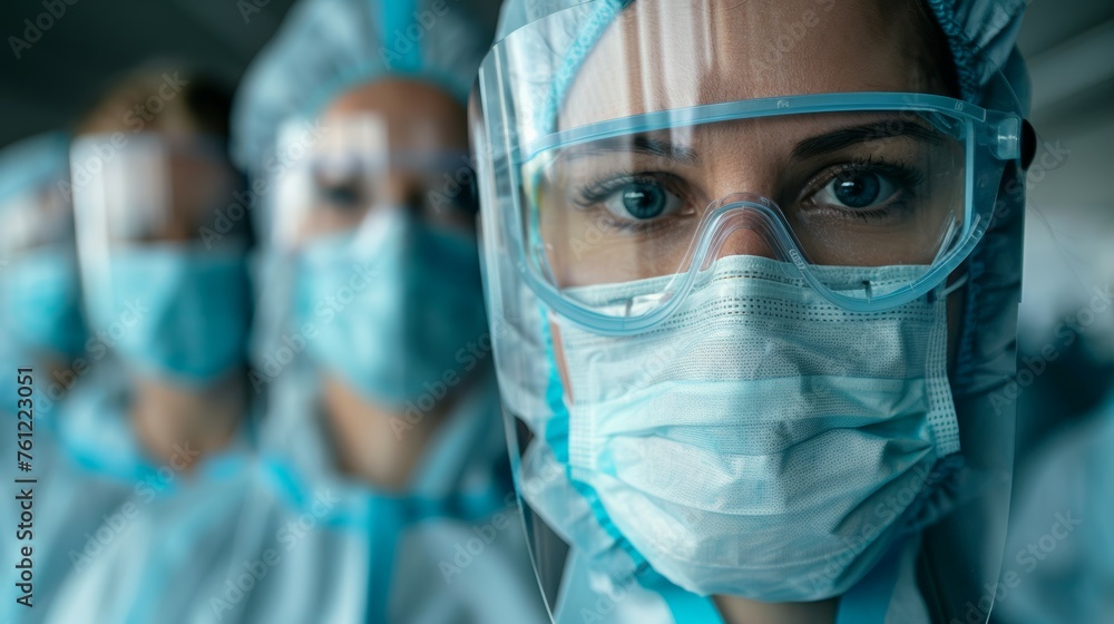 Nurse in Protective Gear with Team Nurse in Protective Gear with Team