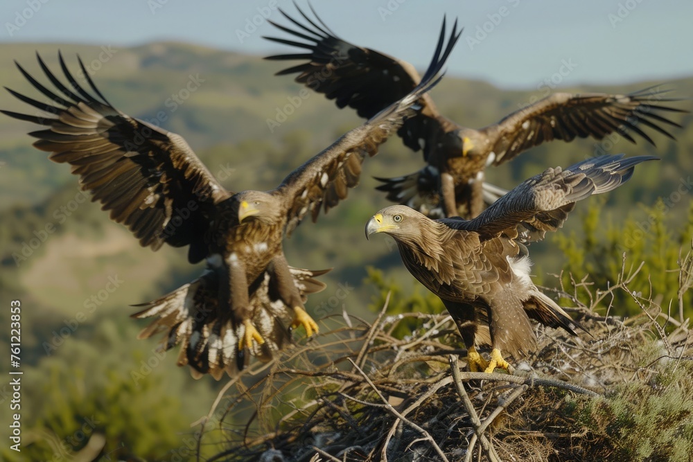 Fototapeta premium Golden eagle close-up portrait. Bird of prey. Wildlife scene from nature