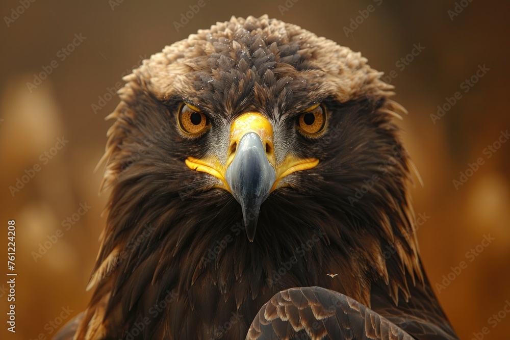 Fototapeta premium Golden eagle close-up portrait. Bird of prey. Wildlife scene from nature