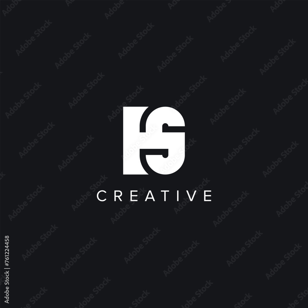 Abstract Letters HS SH Creative Logo Initial Based Monogram Icon Vector symbol.